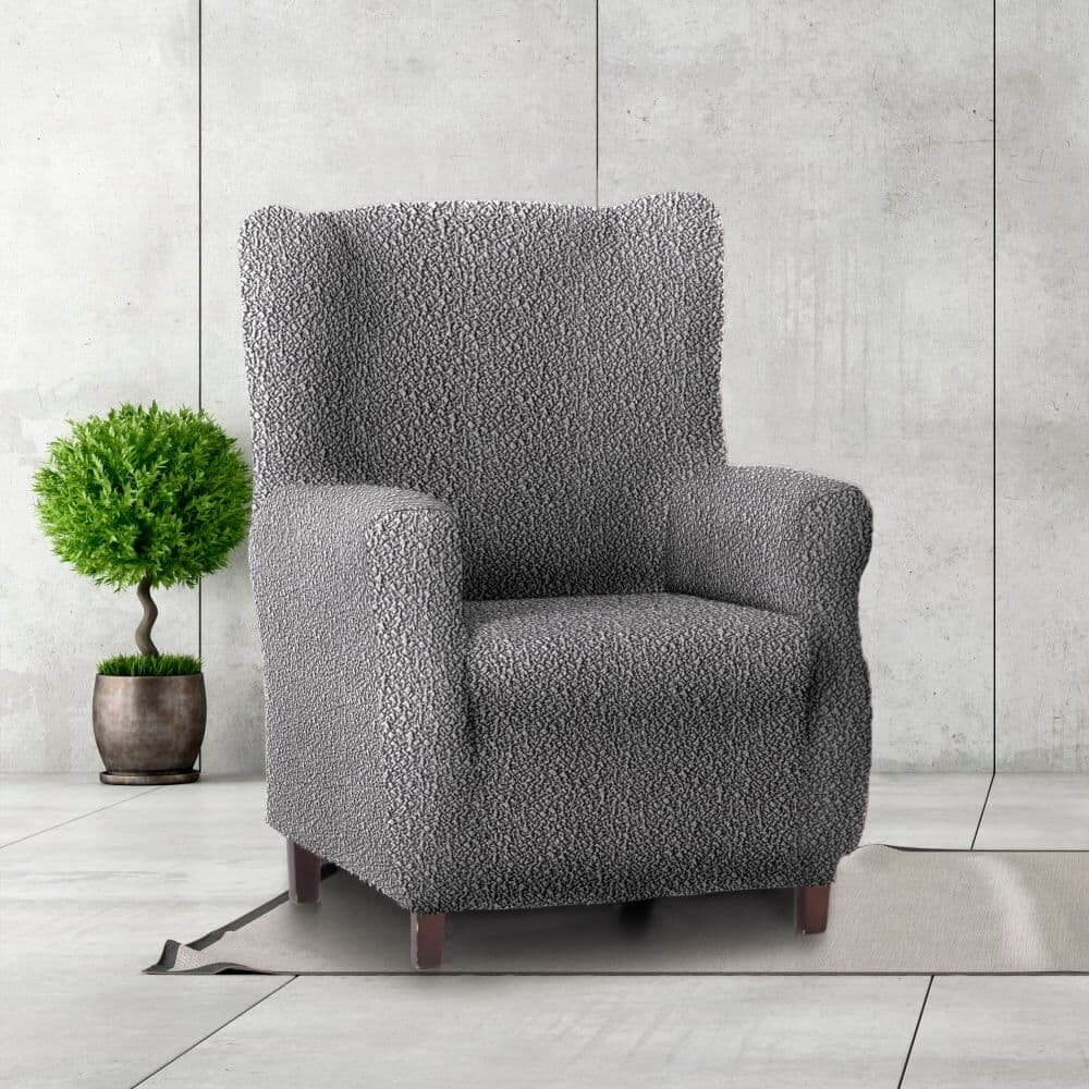 Eysa Funda de sillón orejero elástica gris oscuro 70 - 100 cm