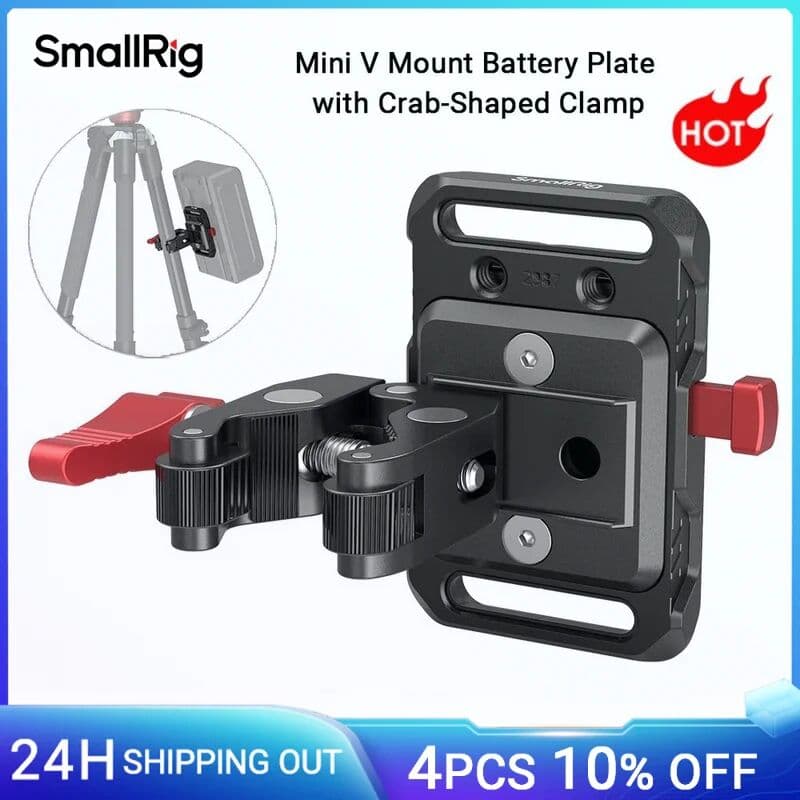 SmallRig Mini V Mount Battery Mount Plate with Crab-Shaped Clamp For Universal Camera Accessories with 1/4-20