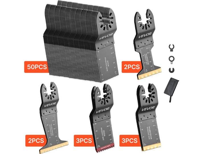 VEVOR 60-Delige Multitool Zaagbladenset\, Accessoire voor Oscillerend Gereedschap met 5 Soorten Zaagbladen\, Oscillerende Zaagbladen voor Hout\, Kunststof en Metaal\, Multitool Accessoire voor Makita\, Bosch\, Dewalt\, Craftsman en Fein