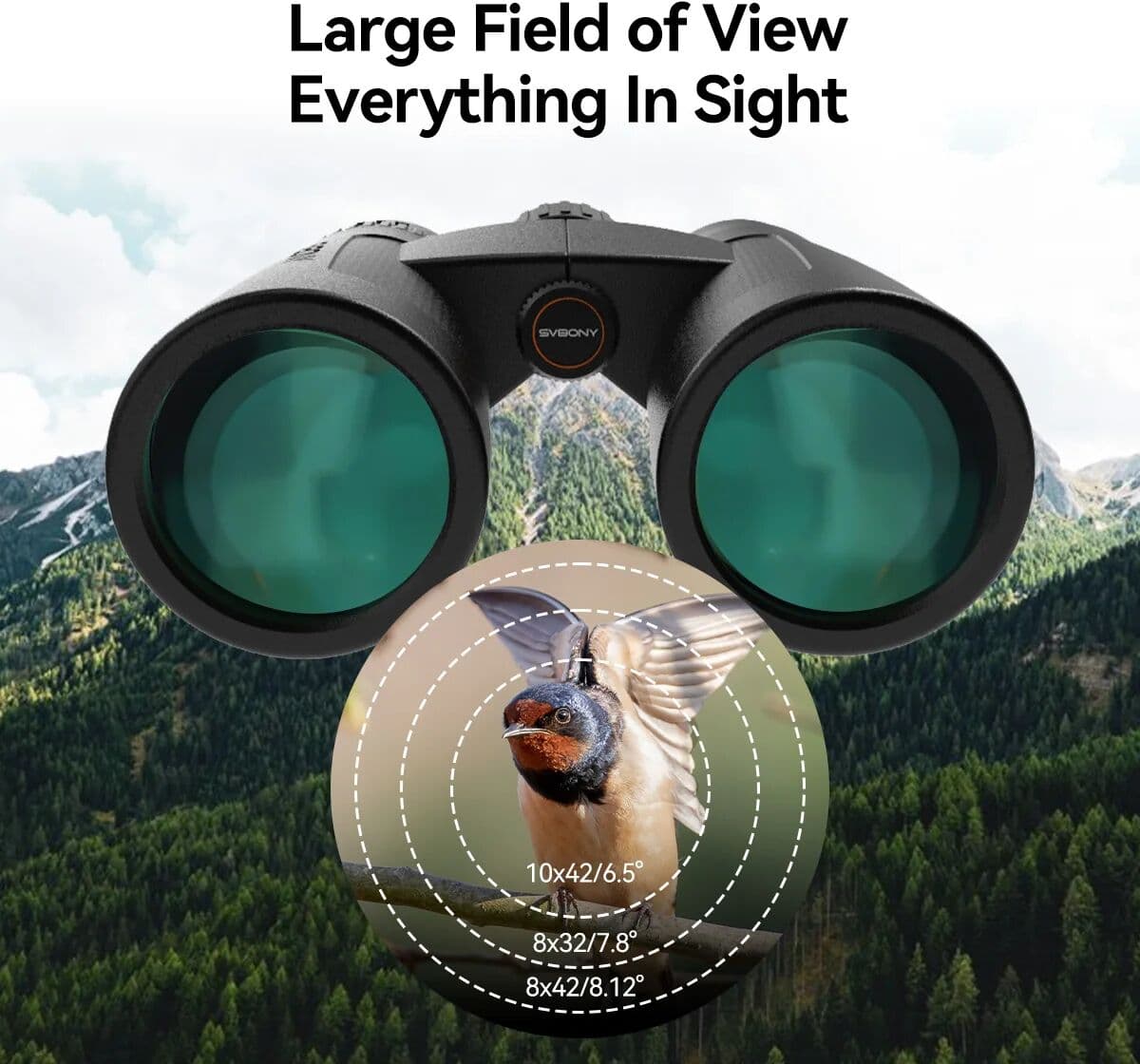 Svbony SV202 Upgraded ED Binoculars 8x32/8x42/10x42 Wide Field of View IPX7 Waterproof Fogproof Bak4 Prism for Bird Watching