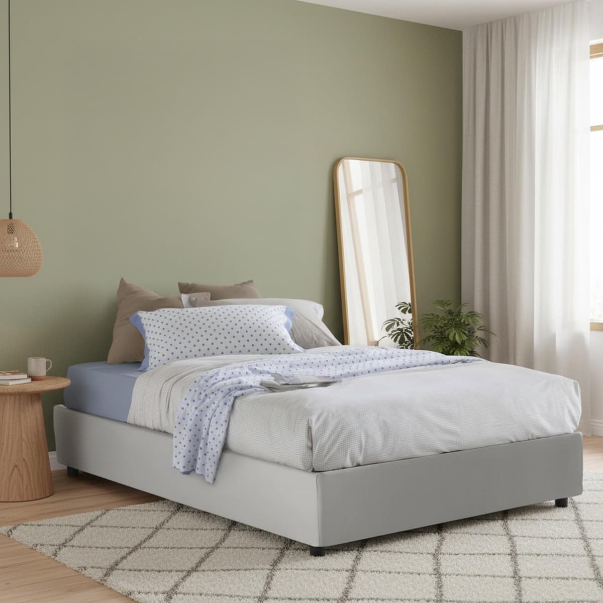 Doppelbett Isabel, Containerbett mit Kunstlederbezug, 100% Italy, Frontöffnung, passend für Matratze Cm 140x200, Weiß