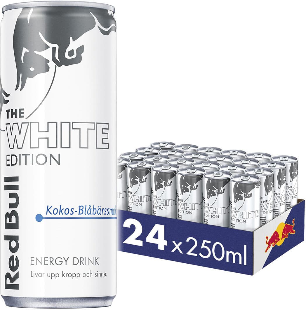 Red Bull 24x Energidryck, 250 Ml, White Edition (Kokos- Och Blåbärssmak)