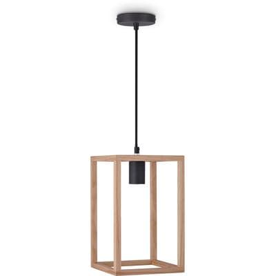 PACO HOME Pendelleuchte "BJÖRN", schwarz, H: 30cm, Leuchten, LED Pendellampe Wohnzimmer Esszimmer Modern Holz Einflammig E27, Pendelleuchte