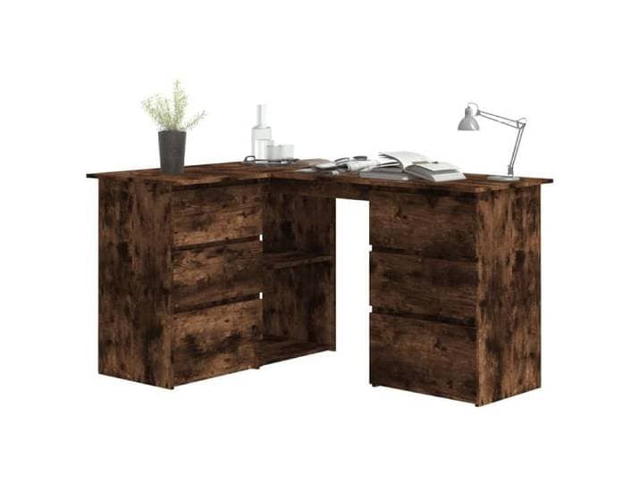 Bureau Brun CLOUD Table à écrire Pour 1 personne forme en L Chêne fumé 145x100x76 cm bois d'ingénierie BBB479