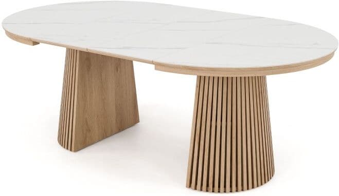 MebleMWM Stół Okrągły Rozkładany Imperial   100/140/180 Dąb Natural   Blat Ceramiczny