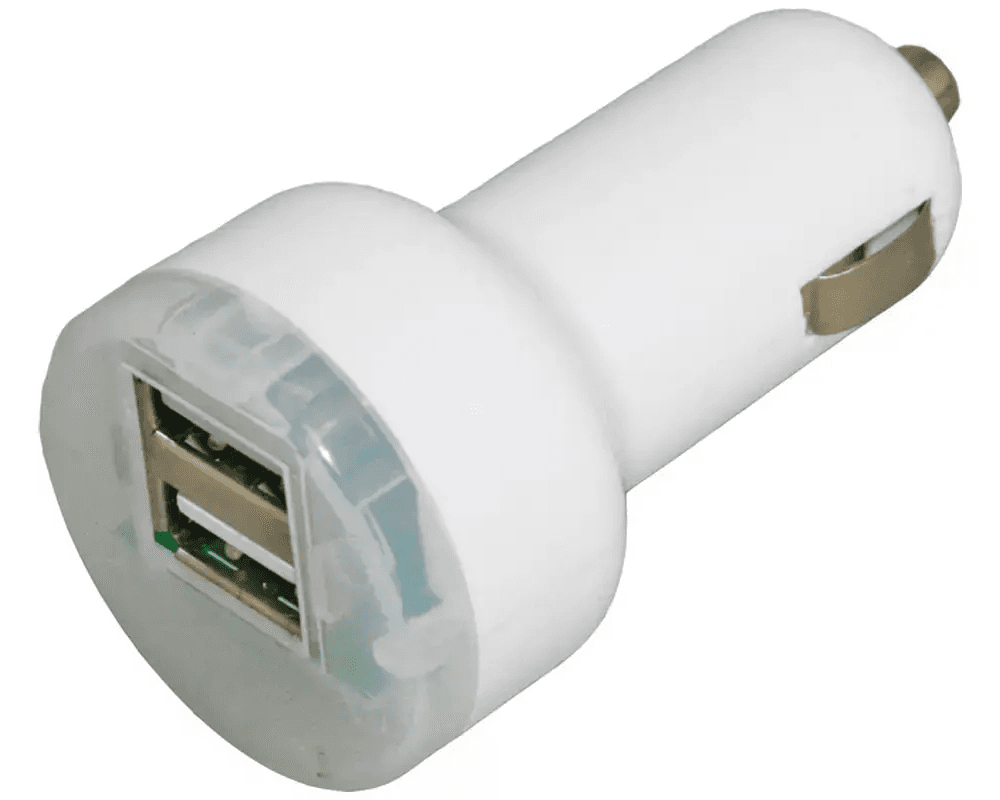 12v Plugg M/2 Usb 2,1+1=max 3,1a M/lys