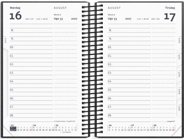 Mayland 2027 Kalender, Mini Dagkalender, Sort