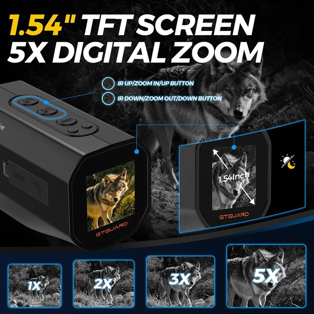 NONE Night Vision Monocular 1080P 300M 5X Zoom IR Night Vision Goggles for Hunting Camping GTGUARD N3