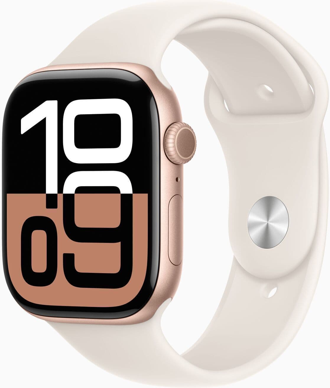 Apple Watch Series 10 Aluminium 46 mm (2024)   GPS   Roséguld   Sportband M/L   Stjärnglans