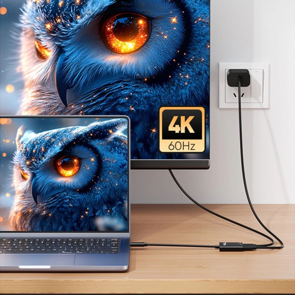 INF Convertisseur USB-C tout-en-un câble court - PD100W passthrough, QC2.0, vidéo 4K60Hz/144Hz, données 10Gbps