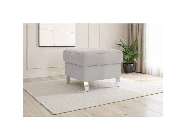 Sit & More Hocker, Hellgrau, Metall, Echtleder, Nappaleder, quadratisch, 58x48x58 cm, Wohnzimmer, Sessel, Hocker, Sitzhocker