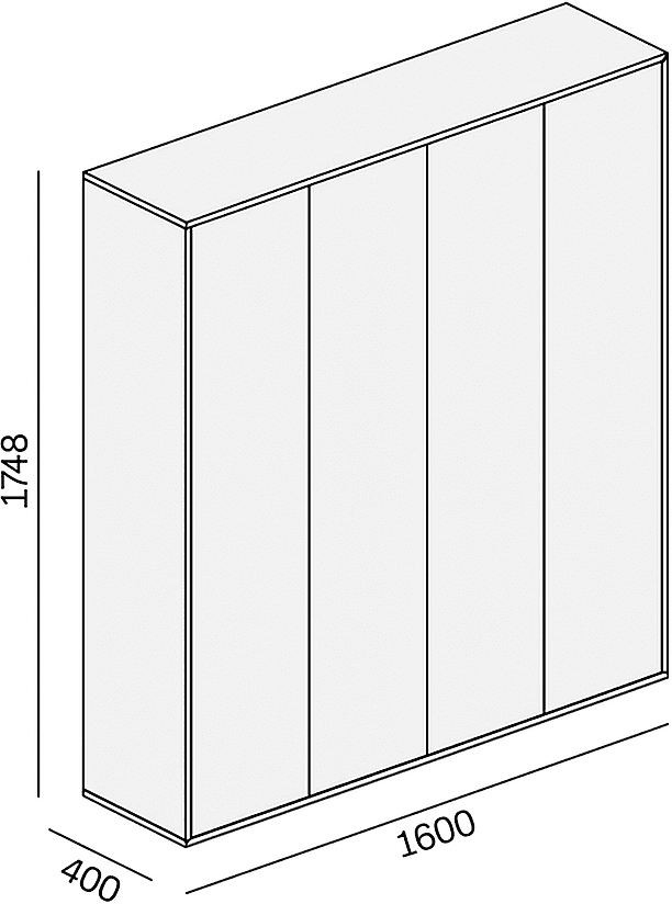 B2B Partner Szafa biurowa na dokumenty BLOCK, 4 drzwi, 1600 × 400 × 1748 mm, dąb naturalny
