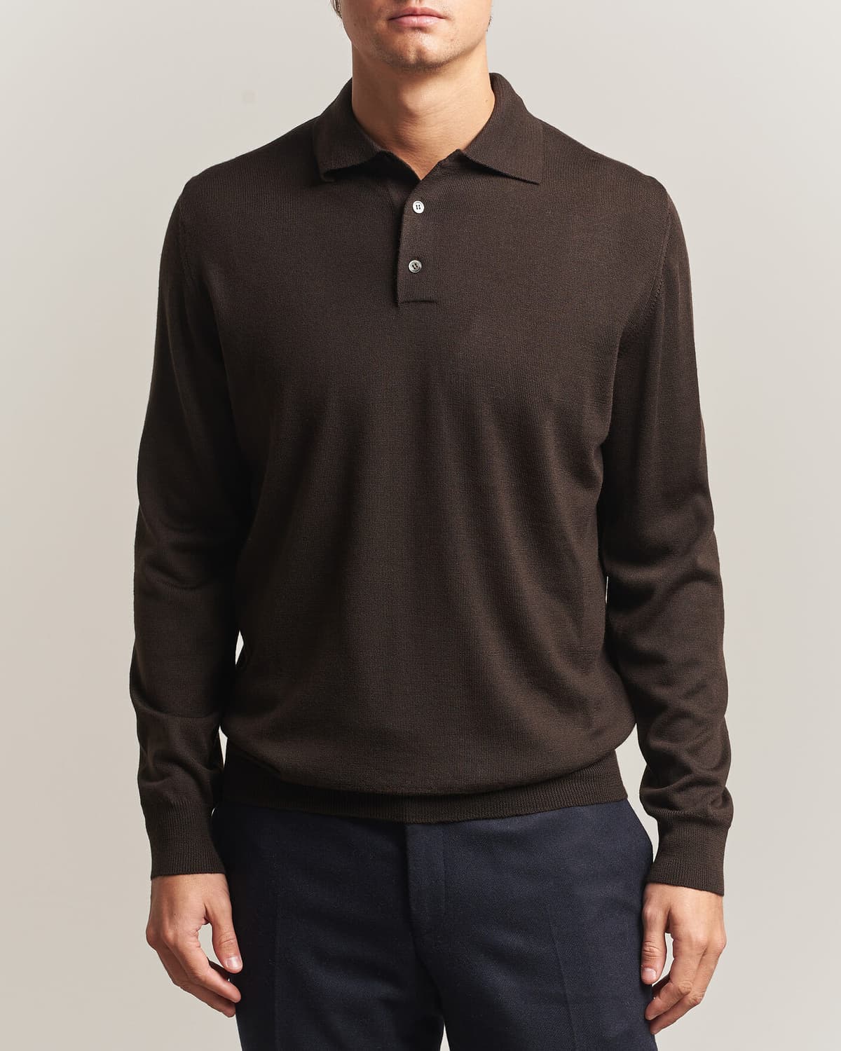 Morgano Extra Fine Merino Wool Polo Dark Brown men S Brun