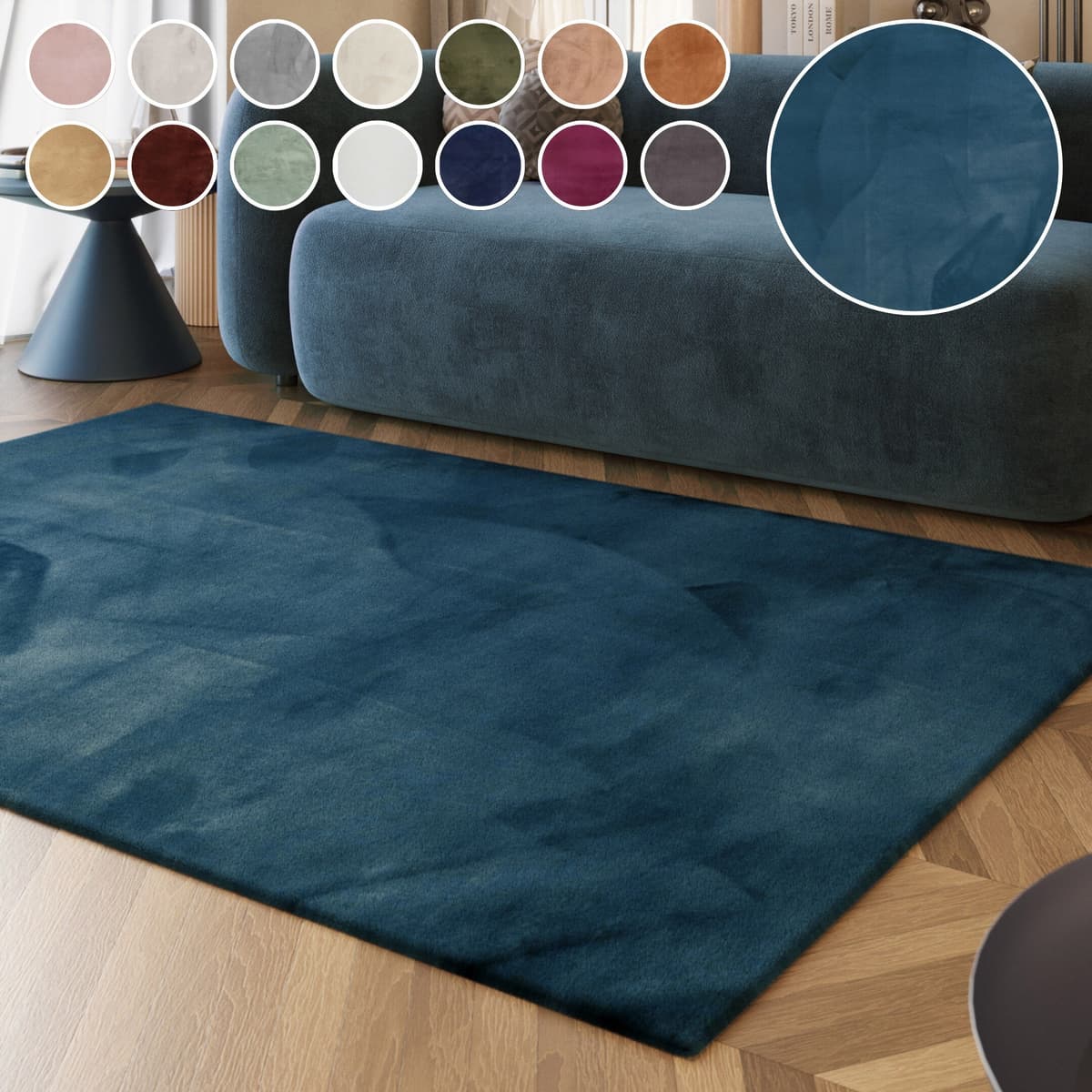 Hochflor-Teppich ESPRIT "Alice ESP-4377, Kunstfell", blau (petrol), B:80cm H:25mm L:150cm, Kunstfaser, Teppiche, Hochflor-Teppich, Kaninchenfell-Haptik, besonders weich und dicht, für alle Räume petrol B : 80cm 1 Stk., 25mm, L: 150cm