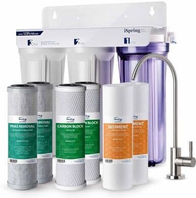 iSpring US31-PF 3-Stage Under Sink Tankless Water Filtration System, SGS-Tested, NSF/ANSI Standards, w/ Extra Filter Set