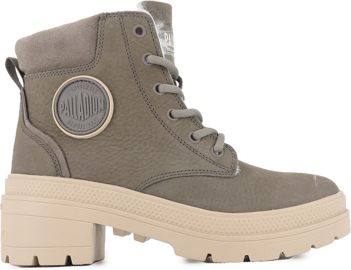Winterboots PALLADIUM "PALLARISE NBK WL", Damen, Gr. 40, beige (rocks), Leder, Schuhe Winterboots, Winterschuhe, Schnürboots, Winterstiefel, wasserabweisend & gefüttert rocks 40