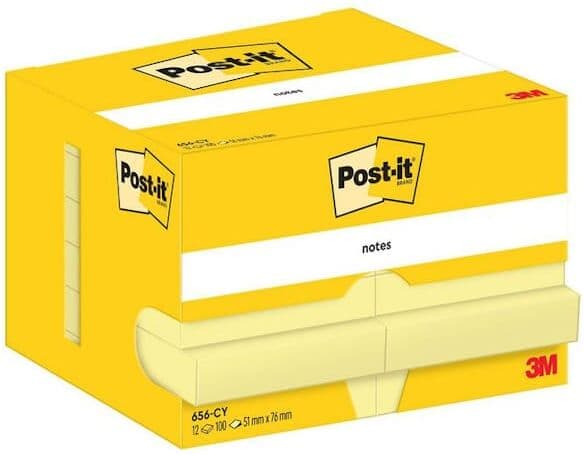 Post-It Gul, 51x76mm, 12st 12st