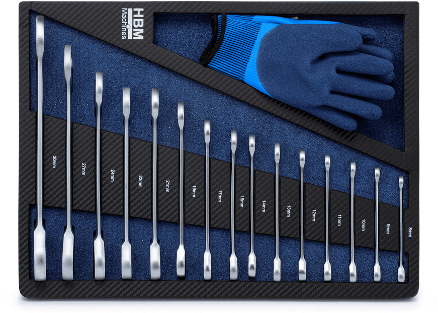 HBM inlays met gereedschapset 262-delig, voor gereedschapswagen, blauw