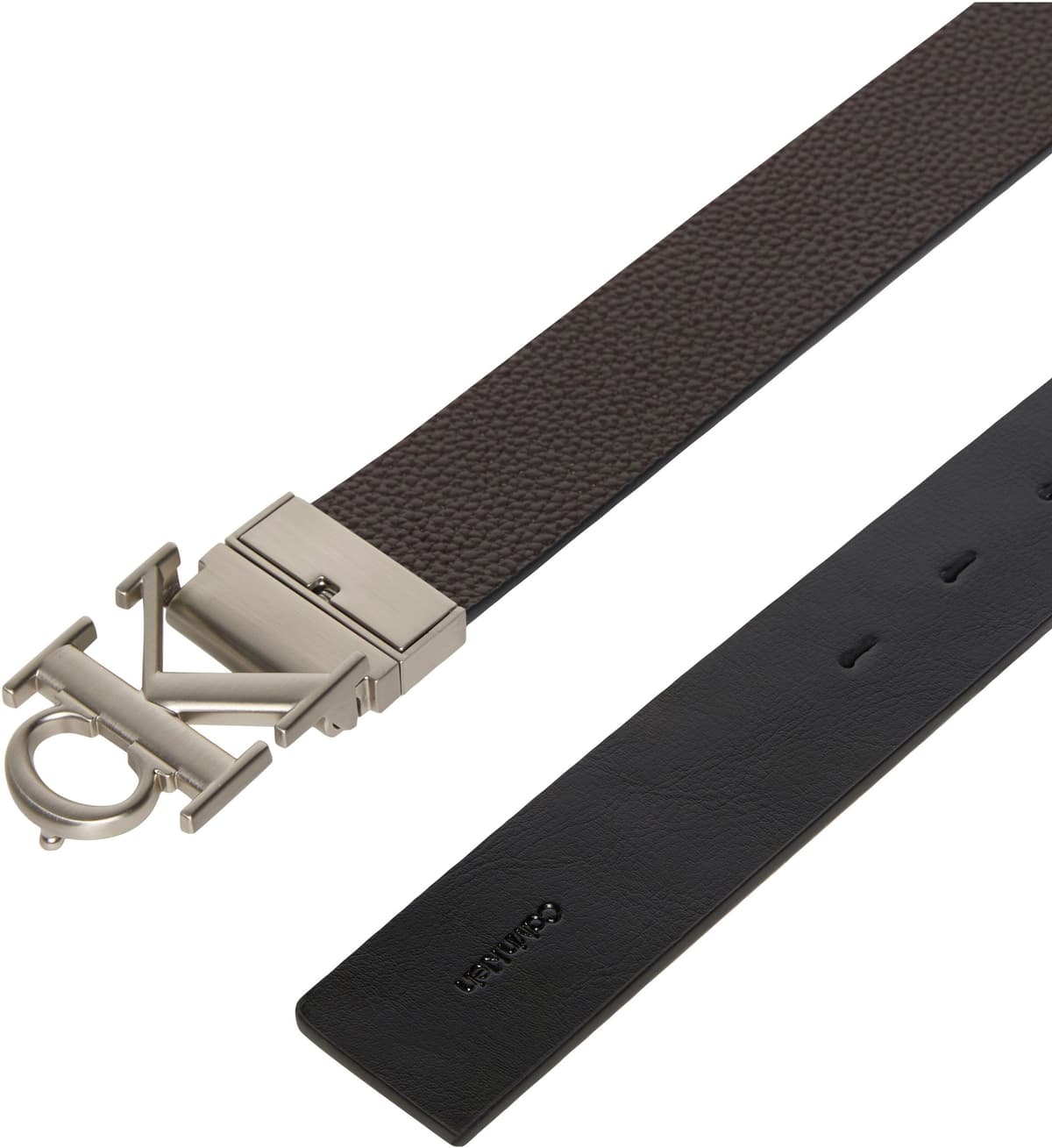 Ledergürtel CALVIN KLEIN JEANS "CK BUCKLE TUMBLED 35MM ADJ/REV", Herren, Gr. 90, braun (schwarz, ck schwarz braun, brushed nic), Web, Rindsleder, unifarben, Gürtel Ledergürtel, Umkehrbar schwarz, ck schwarz braun, brushed nic 90