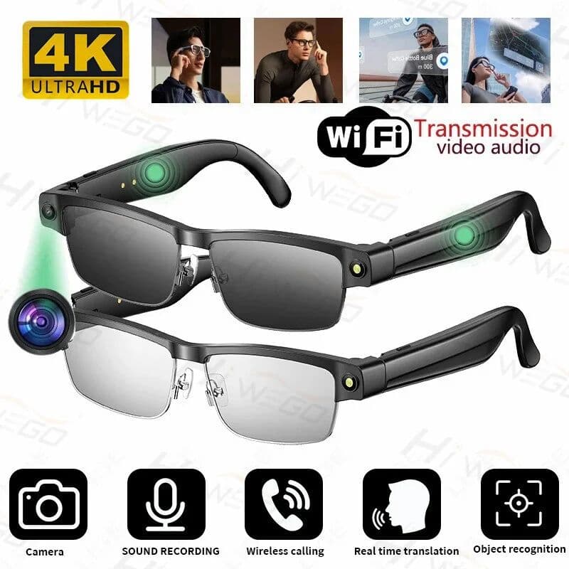 NONE Hiwego  AI 4k Camera Smart Sunglasses Bluetooth Voice Call Music Smart Video Sound Record Translation Anti-Blue Light Glasses