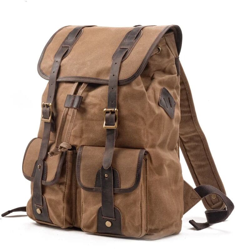 Nesitu A4 Vintage Green Black Khaki Grey 14 15.6'' Laptop Genuine Leather Waxed Canvas Men Women Backpack Travel Bag M5105