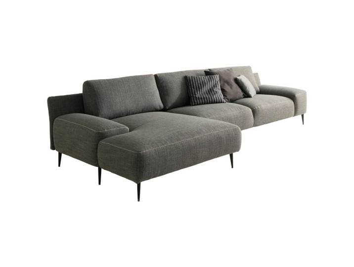 Designwerk Ecksofa, Grau, Metall, Ottomane links, L-Form, 344x162 cm, Made in EU, Wohnzimmer, Sofas & Couches, Wohnlandschaften, Ecksofas