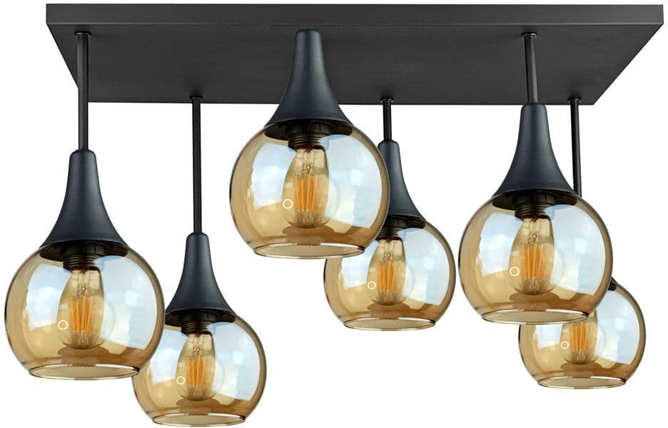 Ivy Bronx Asa Glass Semi Flush Mount Black/Honey 40cm H X 68cm W X 38cm D