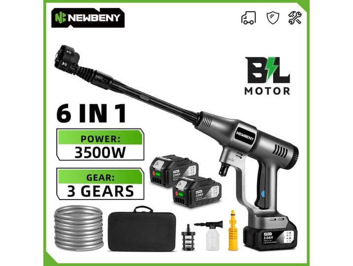 NEWBENY Pistolet à eau haute pression sans fil 200 bars 3500W, pistolet pulvérisateur électrique sans fil, outil de jardinage pour batterie Makita