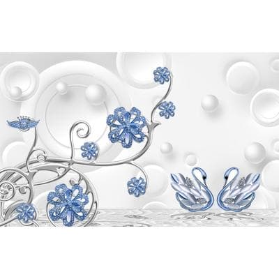 Fototapete PAPERMOON "Muster mit Blumen", bunt, B:3,5m L:2,6m, Vlies, Tapeten