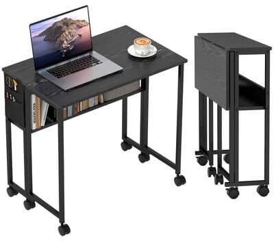 Kodotan sofa "Small Folding Desk, Rolling Computer Desk Foldable with Storage Bag and Shelf, 31.5""Portable Writing Table on Wheels"