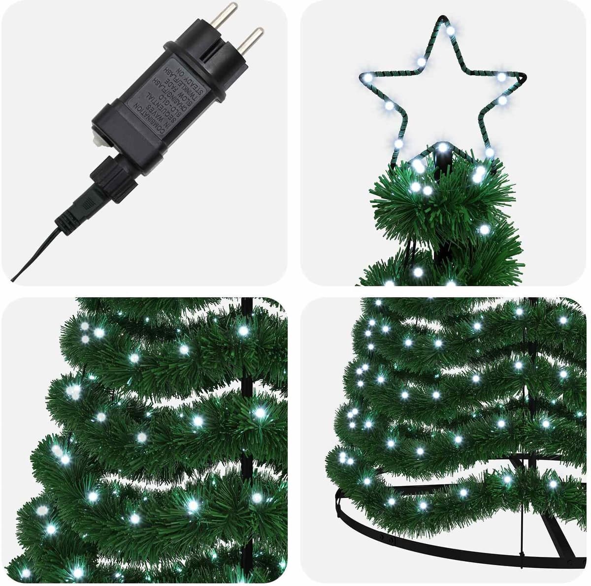 vidaXL Sapin de Noël brillant avec LED et socle EKENAS 250 cm 370 LED