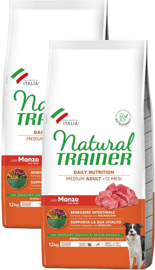 Kit Risparmio 2x12KG Natural Trainer Dog Adult Medium Manzo MANZO