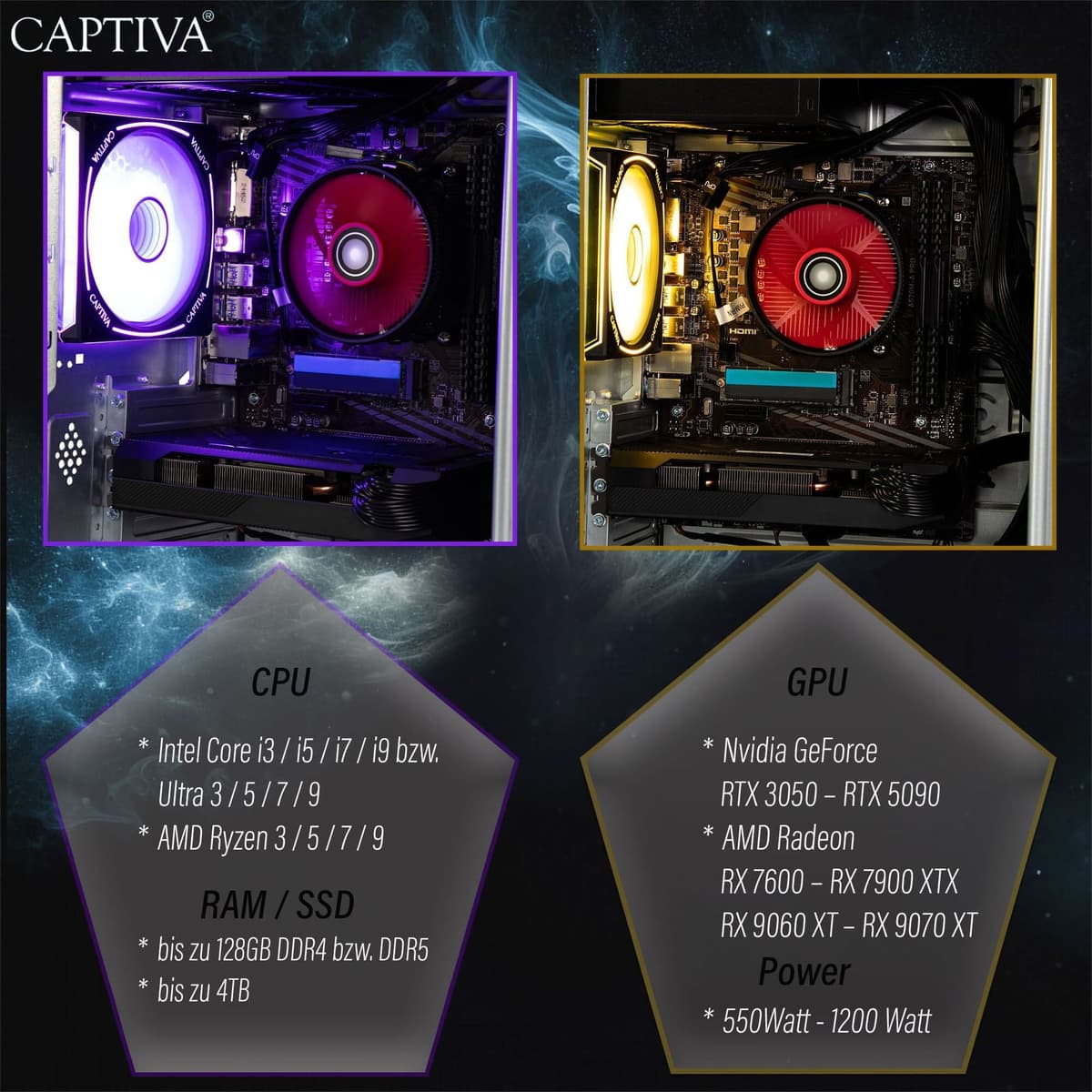 CAPTIVA Gaming-PC "Entry Gaming R10-1551", schwarz, Microsoft Windows 11 Home (64 Bit), Arc™ B580, 16 GB RAM 1.000 GB SSD, Desktop-PCs, Gaming-PC