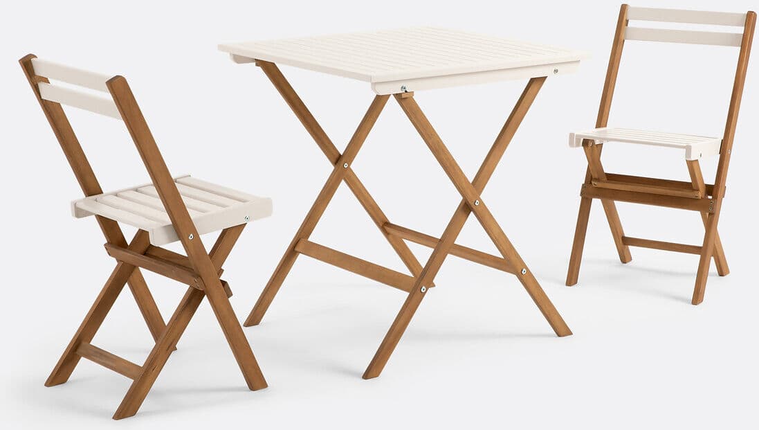LA REDOUTE INTERIEURS Set de jardin pliable, en acacia, 2 places, table carrée et 2 chaises, DUDENA