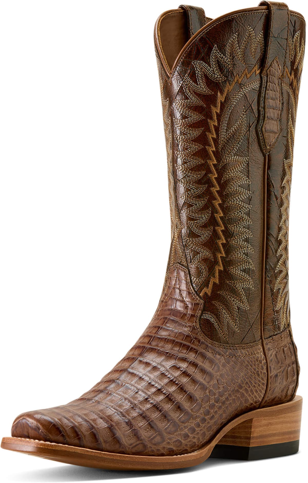 Men's Futurity Finalist Narrow Cutter Toe Cowboy Boots in Natural Caiman Belly Adobe Clay, Size: 11 EE / Wide by Ariat