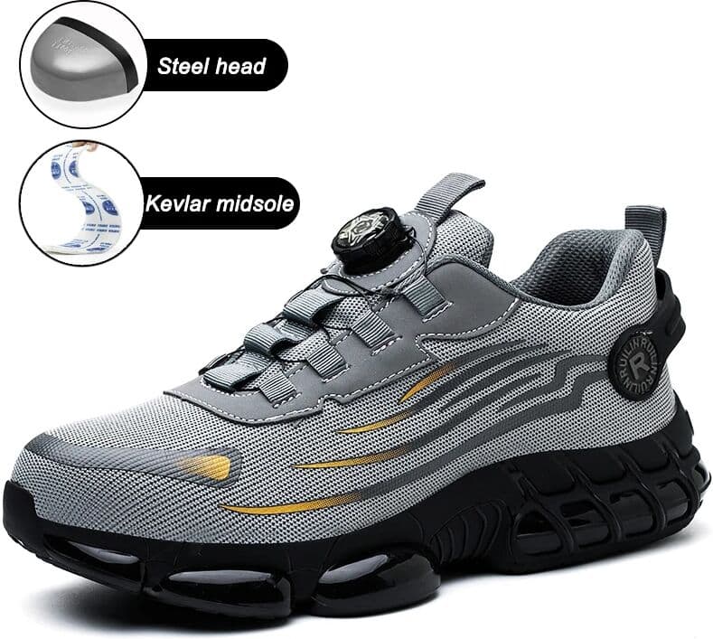 NONE Men's Safety Shoes Air Cushion Protection Safety Boots Fashionable Casual Work Shoes Breathable Odor Protection Men's Work Boots