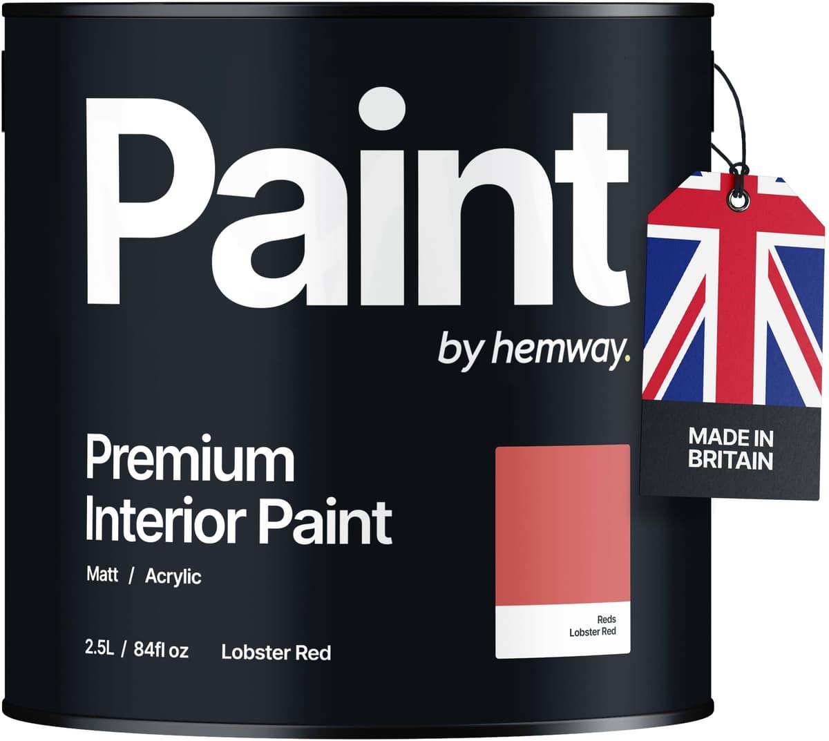 Hemway Wall Paint   Lobster Red   Matt Emulsion Interior   Acrylic   Latex - Lobster Red - 2.5L