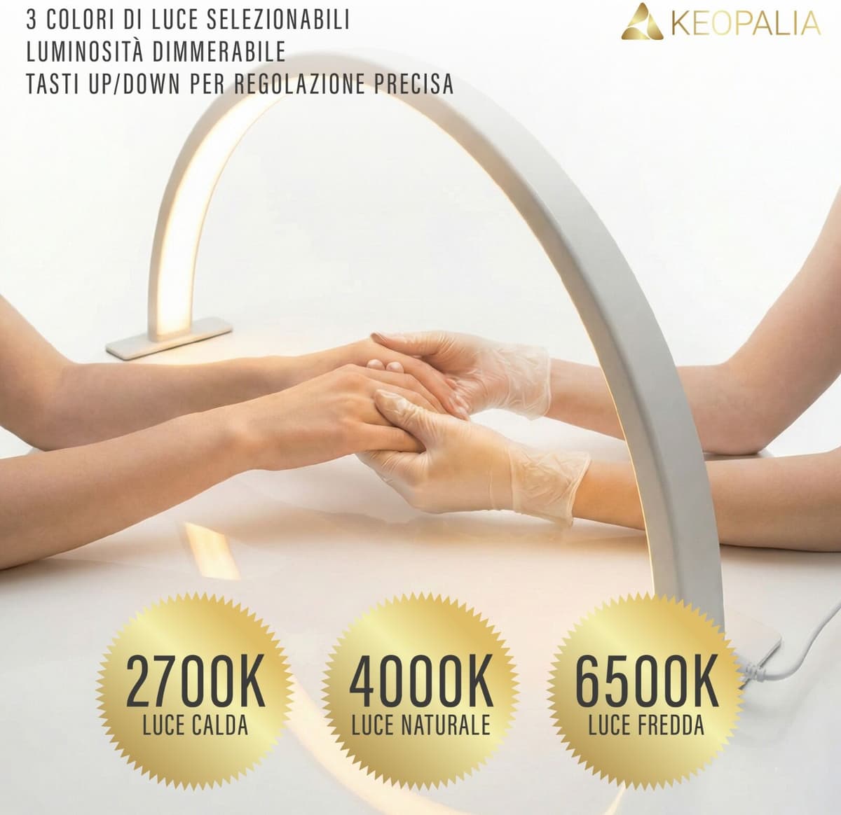 Tuttoperlestetica Lampada arco da Tavolo LED Halfmoon 36W per Manicure Professionale 2700K 4000K 6500K Luce Regolabile