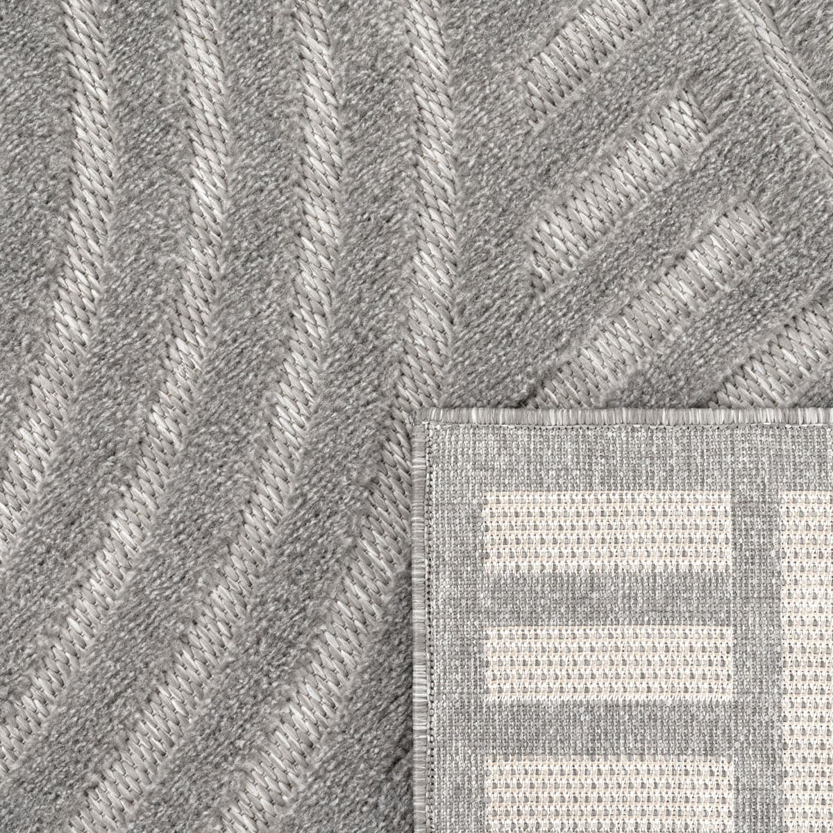 Teppich PACO HOME "Livorno 674", grau, B:200cm H:14mm L:280cm, Polypropylen (PP), Teppiche, Teppich, Uni Farben, moderner Hoch-Tief-Effekt, Scandi-Look, Outdoor geeignet grau B : 200cm 1 Stk., 14mm, L: 280cm