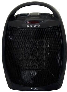 Vie Air Compact 2 Speed Indoor Use Ceramic Heater with Adjustable Temperature in Black
