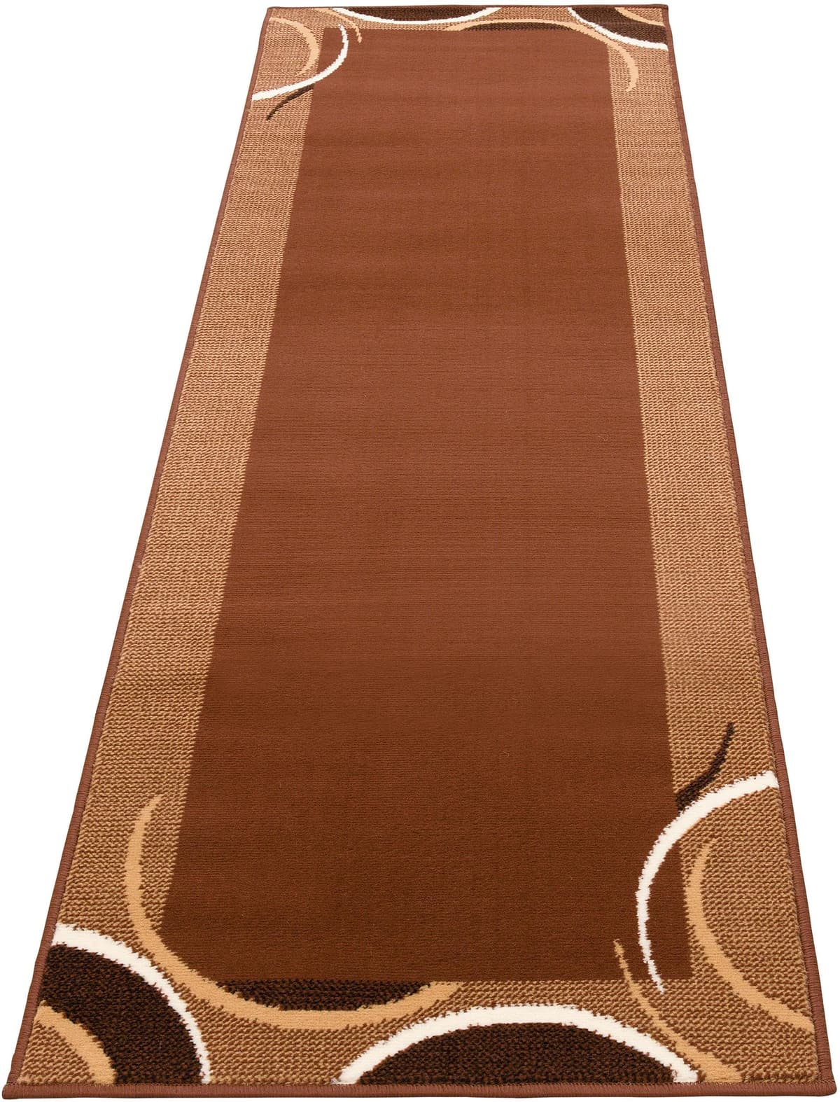 Läufer GOODPRODUCT "Noah" Gr. 13, braun, B:90cm H:7mm L:250cm, Kunstfaser, Teppiche, Läufer, mit Bordüre, Läufer, Brücke, Kurzflor, verspieltes Design, elegant braun B : 90cm 1 Stk., 7mm, L: 250cm