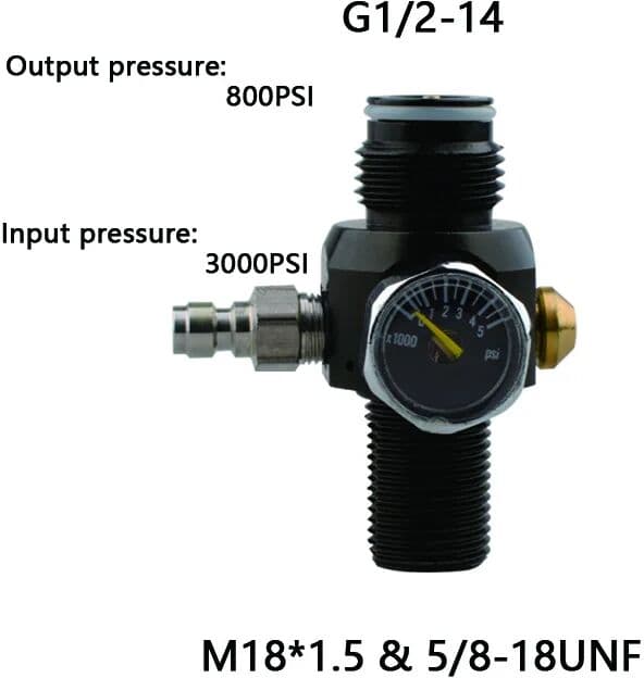 NONE HPA Scuba G1/2-14 Air Tank Connector Adapter Pressure Regulator Valve Output 800PSI 5/8-18UNF or M18*1.5 For Station Soft Diving
