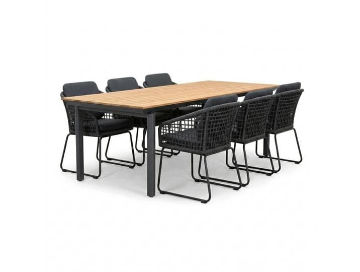 Montana/Tulum Lava Grey dining tuinset 6 personen aluminium + touw 240x100cm
