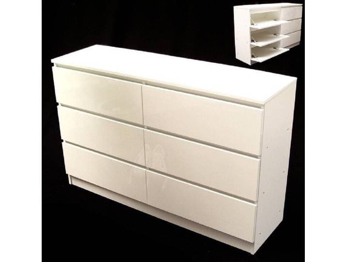 Apex Hochkommode Kommode mit 6 Schubladen Hochglanz Sideboard weiß Anrichte 57048 (1 St)