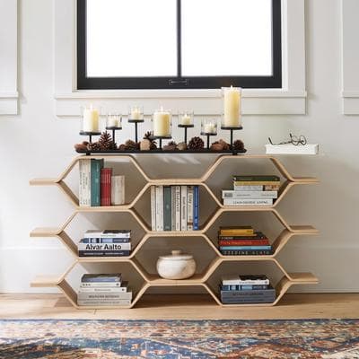 WILK Bamboo Wood Modular Honeycomb Bookshelf, Shelving