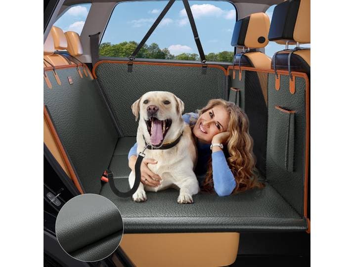 Housse de siège auto pour animaux de compagnie en cuir PU, résistante aux rayures et imperméable, tapis de siège arrière pour chien, large protection de siège arrière pour voitures, SUV et camions,