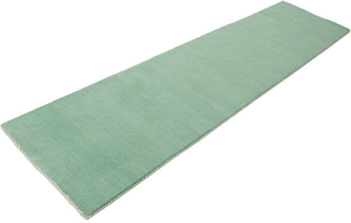Carpetfine Solid Colour Wool Hand Woven Area Rug Turquoise Runners 80 x 300 cm