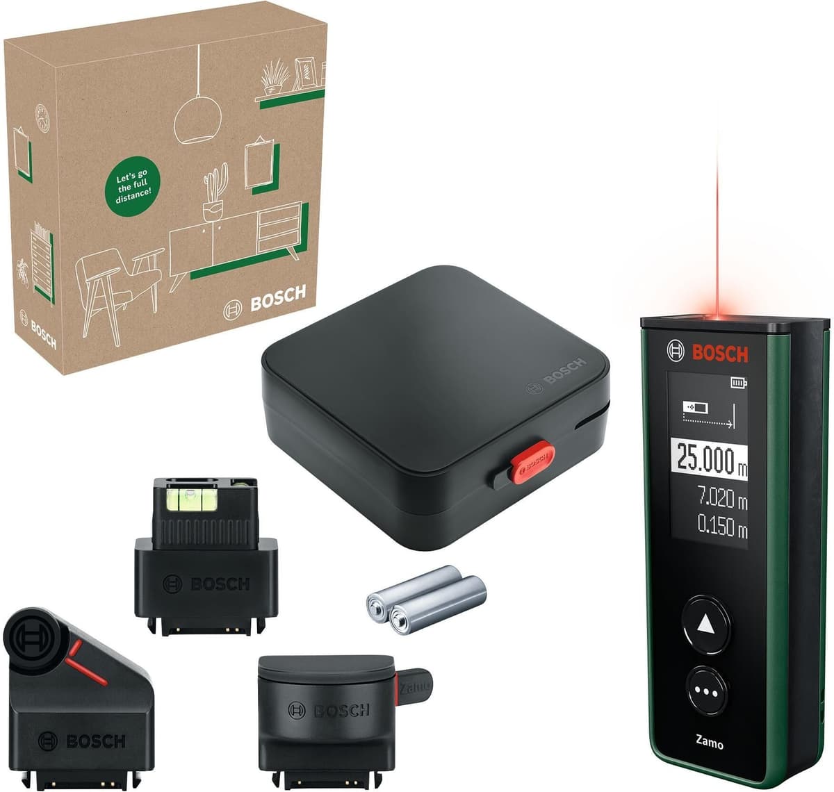 Lasermessgerät BOSCH "Zamo Set 25 m", schwarz (grau), B:3,8cm H:2,3cm, Lasermessgeräte, Lasermessgerät grau Einheitsgröße