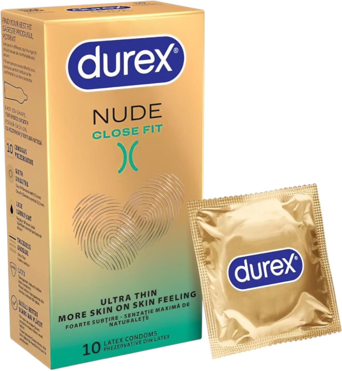 Durex Nude Close Fit - prezervativ subțire (10 buc)