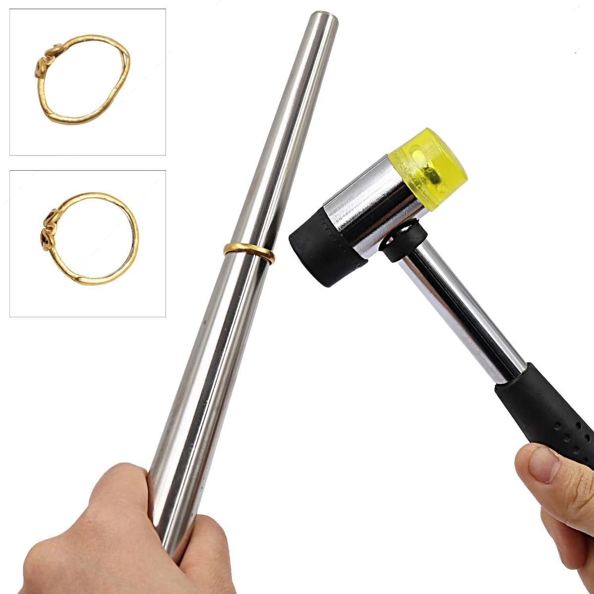 NONE Two Head Rubber Hammer Jewellery Refurbishment Tools Multifunctional Hammer Ring Bracelet Repair Essential Equipment